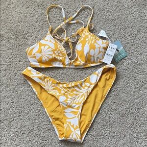 Roxy Yellow & White Floral Strappy Bikini